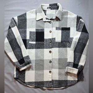Pretty Garden Black and White Plaid Button-Up Shacket